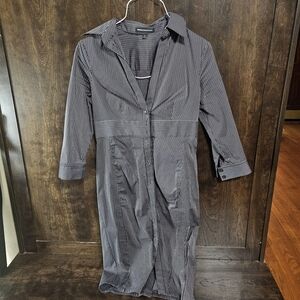 Express Black Sheath Midi Dress with Notched Collar